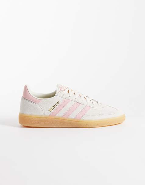 adidas Originals Handball Spezial sneakers i råhvid og pink med gummisål - view 1