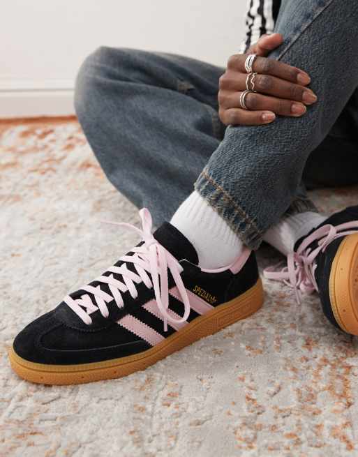 Adidas pink shop and black shoes