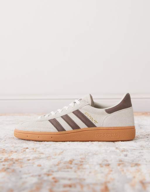 adidas Originals Handball Spezial trainers in cream and brown with gum sole