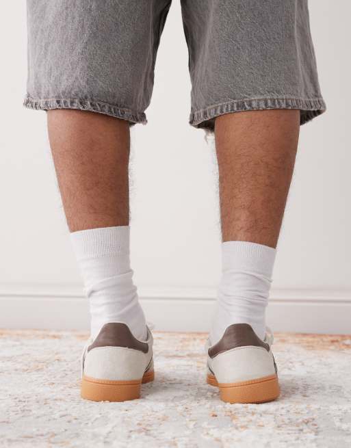 adidas Originals Handball Spezial trainers in cream and brown with gum sole