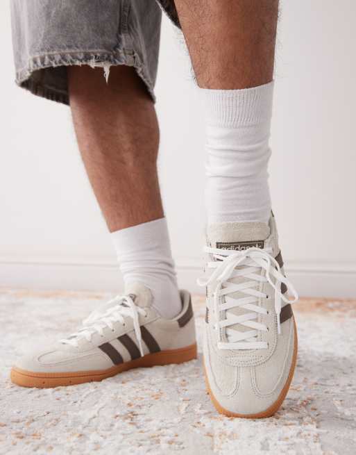adidas Originals Handball Spezial trainers in cream and brown with gum sole