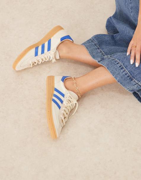 adidas Originals Handball Spezial sneakers in cream and cobalt blue with gum sole - view 1