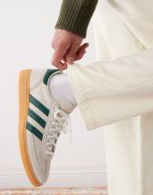 adidas Originals Handball Spezial gum sole sneakers in brown and white