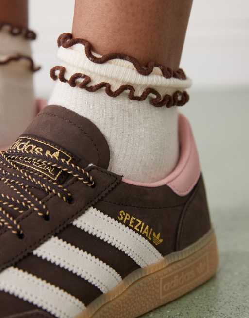 adidas Originals Handball Spezial sneakers in dark brown with pink