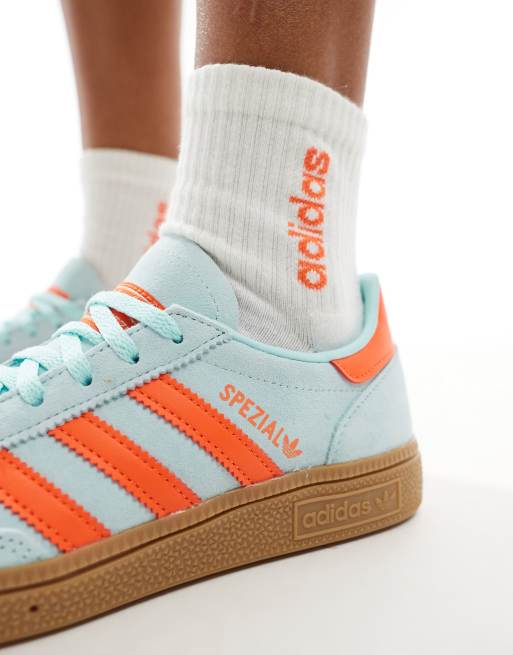 adidas Originals Handball Spezial sneakers in light blue and orange ASOS