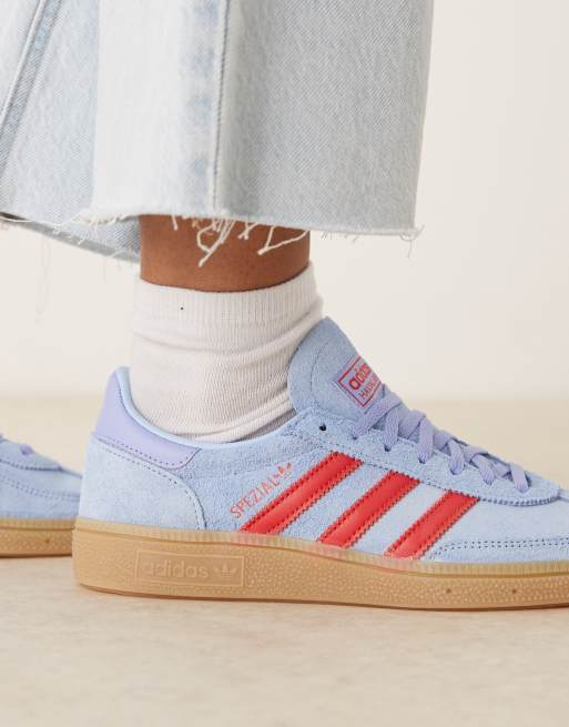 adidas Originals Handball Spezial sneakers in light blue and red