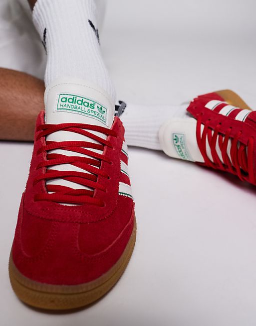 adidas Originals Handball Spezial sneakers in red and white adidas Originals Handball Spezial sneakers in red and white
