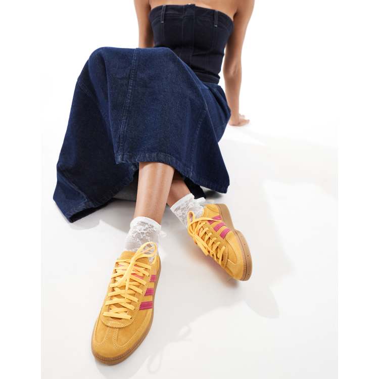 adidas Originals Handball Spezial sneakers in yellow and pink with gum sole ASOS