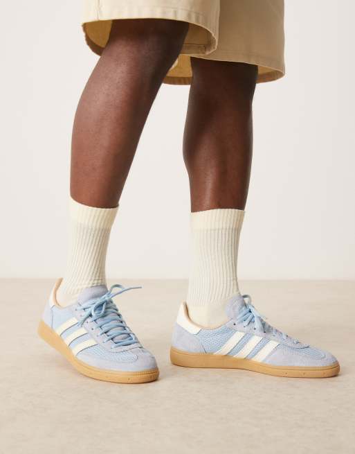 adidas Originals Handball Spezial sneakers with crochet detail in light blue