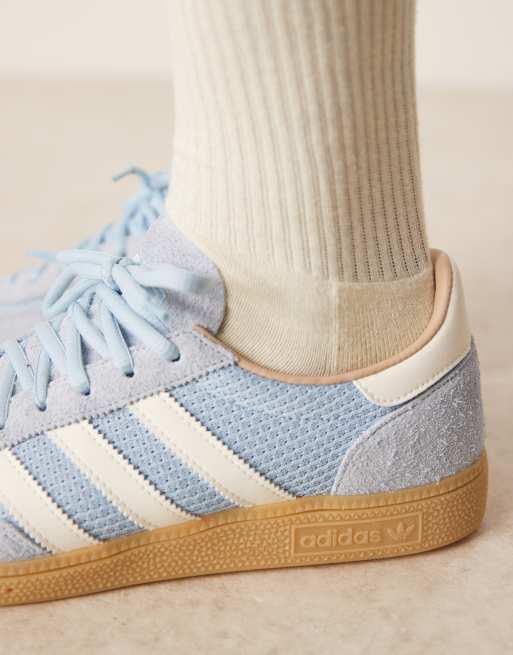 adidas Originals Handball Spezial sneakers with crochet detail in light blue
