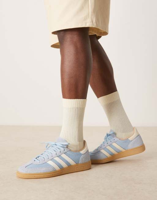 adidas Originals Handball Spezial sneakers with crochet detail in light blue