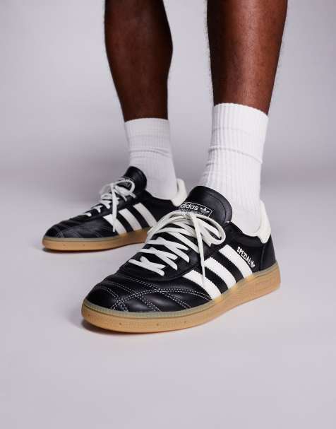 adidas Originals Handball Spezial trainers in black and white stitch with gum sole - view 1