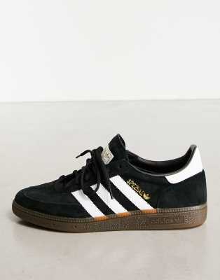 adidas originals handball spezial trainers in black with gum sole