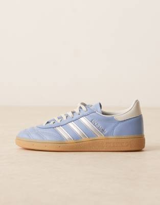 adidas Originals Handball Spezial trainers in blue and white stitch with gum sole