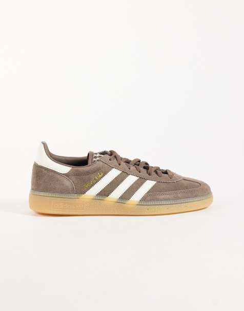 adidas Originals Handball Spezial trainers in brown and white with crochet detailing - view 1