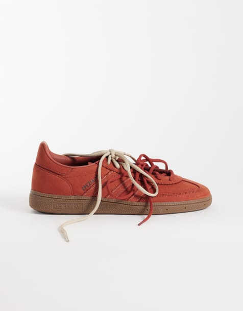 adidas Originals Handball Spezial trainers in burnt red with gum sole and double laces - view 1