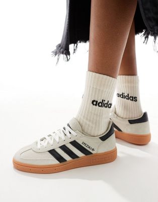 adidas Originals Handball Spezial trainers in cream and black with gum sole-Multi