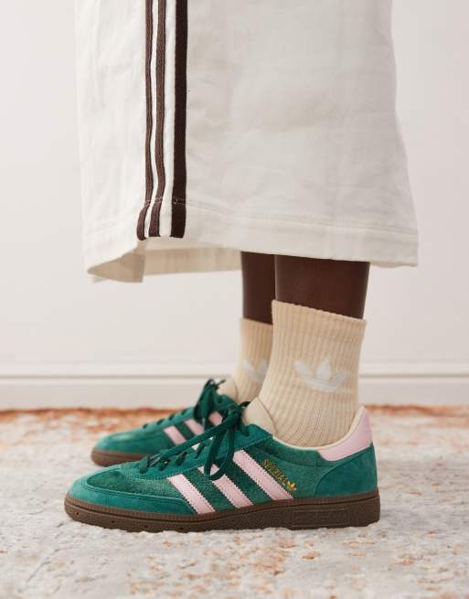 adidas Originals Handball Spezial sneakers in dark green and pink