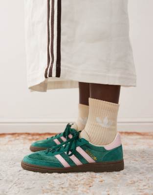 adidas Originals Handball Spezial sneakers in dark green and pink