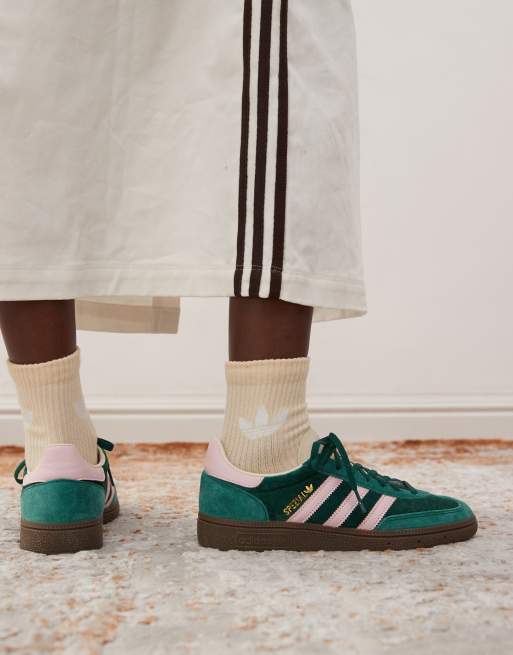 adidas Originals Handball Spezial sneakers in dark green and pink