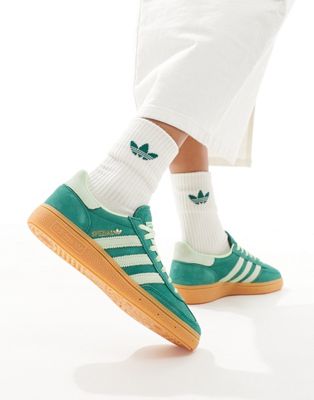 adidas Originals Handball Spezial trainers in forest green and lime ...