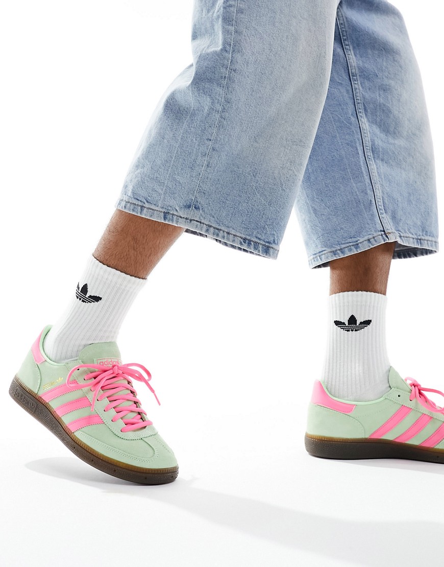adidas Originals Handball Spezial trainers in green and pink-Multi