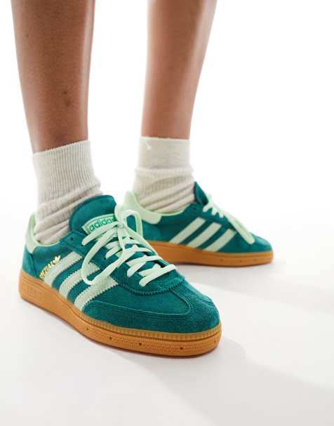 adidas Originals Handball Spezial trainers in green with gum sole