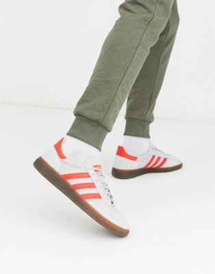 adidas grey and red trainers