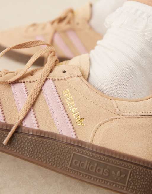 adidas Originals Handball Spezial trainers in light brown and pink