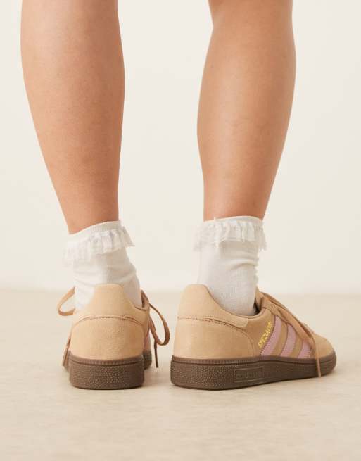 adidas Originals Handball Spezial trainers in light brown and pink