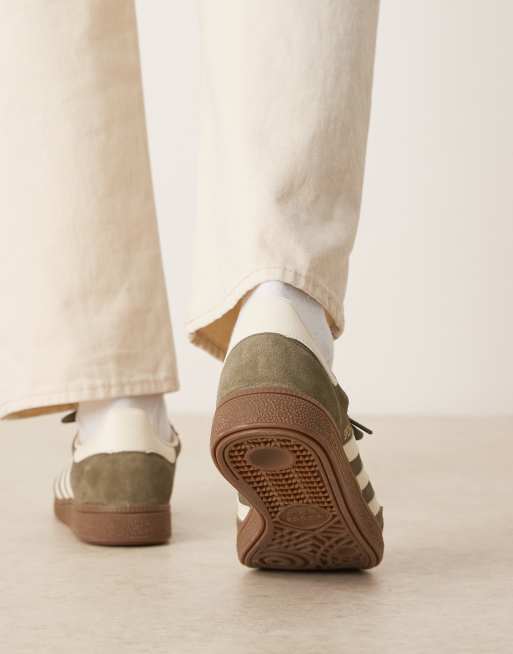 adidas Originals Handball Spezial trainers in olive and cream with gum sole