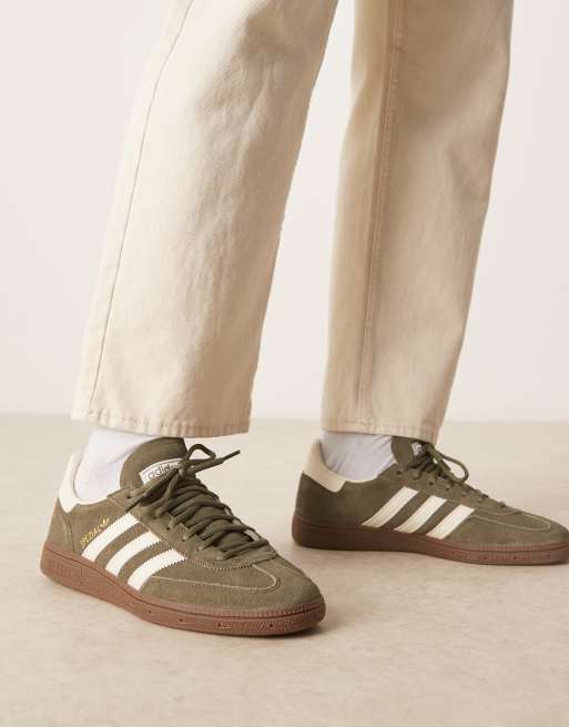 adidas Originals Handball Spezial trainers in olive and cream with gum sole