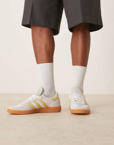 adidas Originals Handball Spezial trainers in white and yellow - view 1
