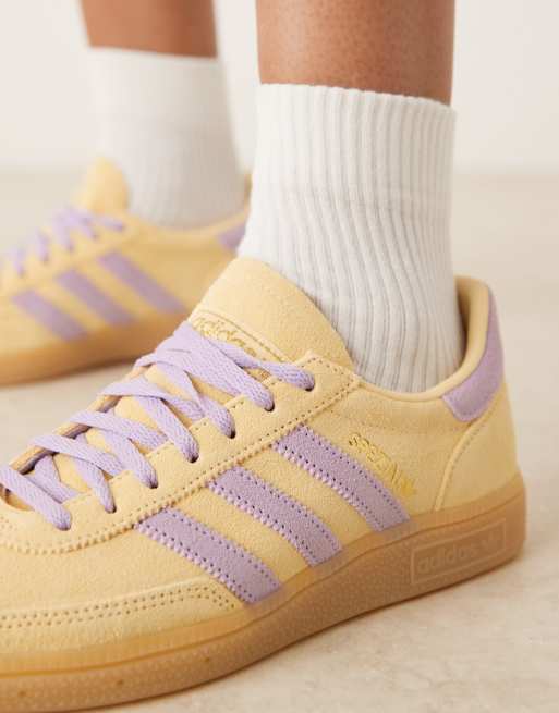 adidas Originals Handball Spezial trainers in yellow and lilac