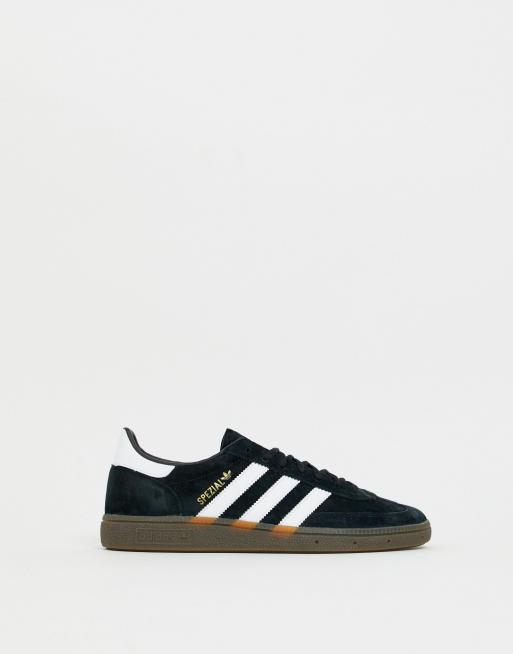 Adidas originals handball spzl trainers black 2025 with gum sole