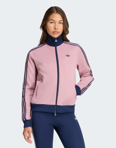 adidas Originals haut de survêtement classique en mauve magique / bleu indigo nuit - view 1