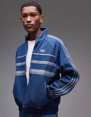 adidas Originals - Haut de survêtement en jean-Bleu