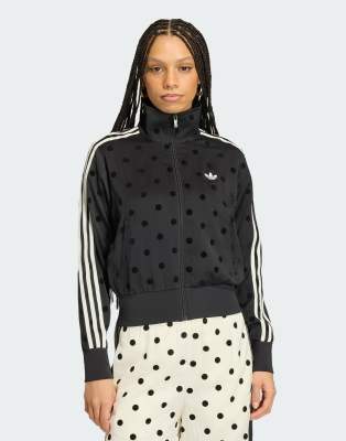 adidas Originals - Haut de survêtement en satin à pois - Noir