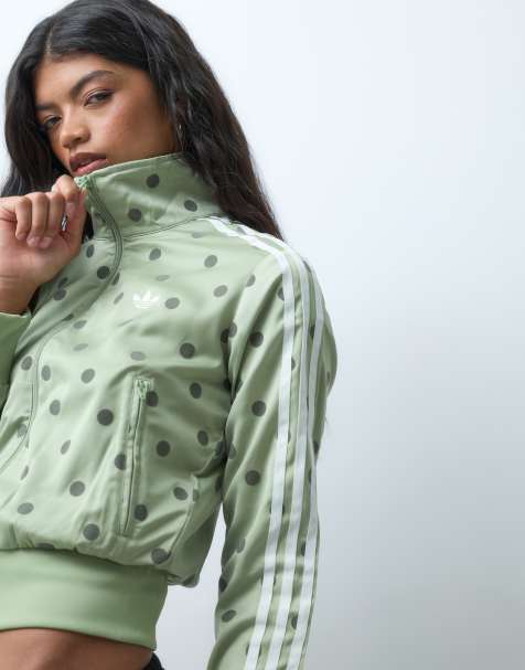 adidas Originals haut de survêtement en satin à pois verts - view 1
