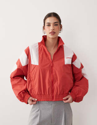 adidas Originals - Haut de survêtement zippé effet color block - Écarlate délavé-Rouge