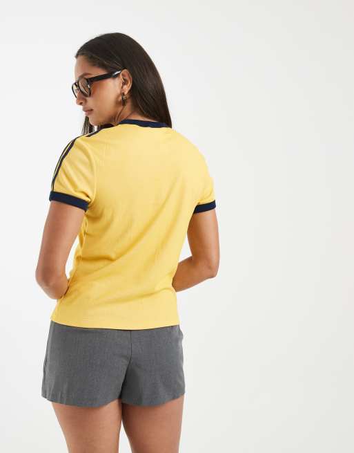 adidas Originals – Heather 3s Cali – T-Shirt in Warm Vanilla / Bold Gold, 3 von 4