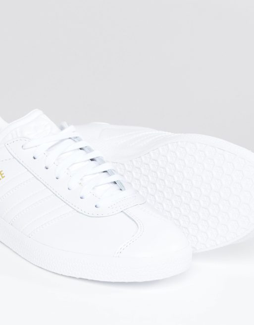 adidas Originals - Helt hvide Gazelle Unisex-sneakers i lder | ASOS