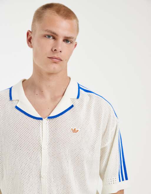 adidas Originals – Hemd aus Strick in Wollweiß mit Reverskragen, 3 von 5