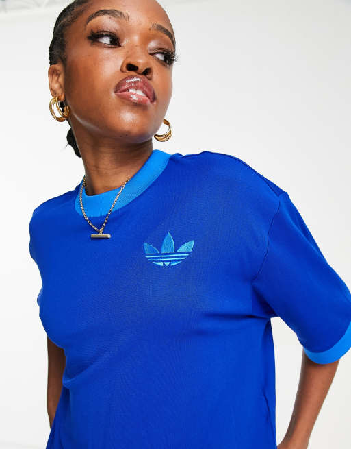 t-shirt Originals | boxy blue in oversized cropped Heritage adidas ASOS