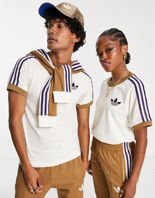 adidas Originals Heritage t-shirt in off-white and brown  | ASOS