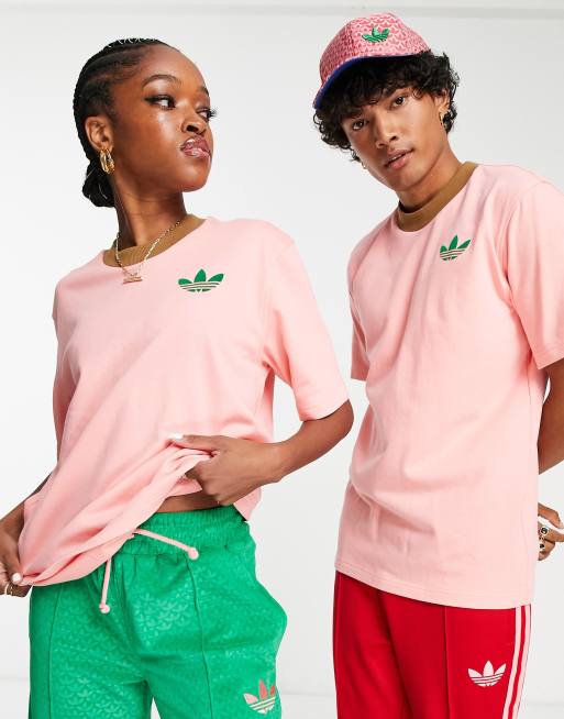 adidas Originals trefoil logo t-shirt pink and green | ASOS