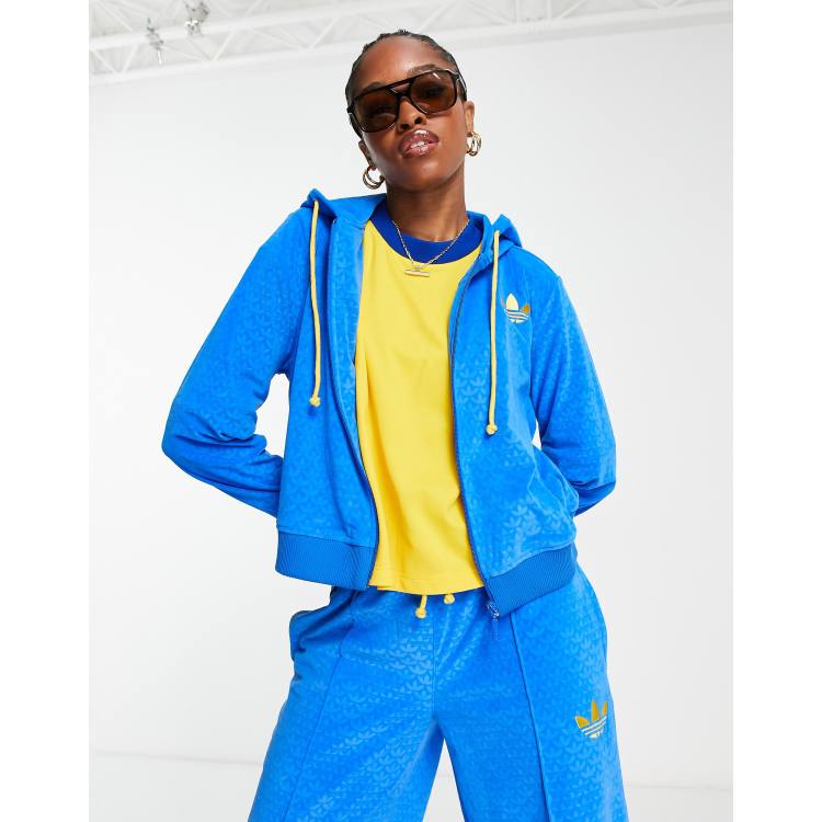 Adidas velour zip hoodie clearance