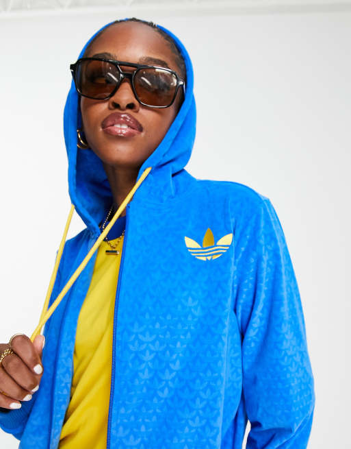 adidas Adicolor Heritage Now Velour Zip Hoodie - Blue