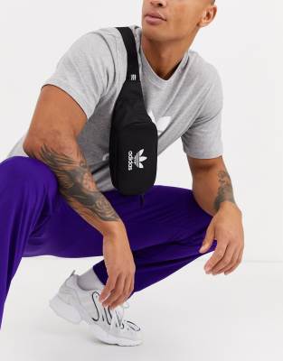 adidas Originals - Sac banane avec logo trèfle - Noir Noir