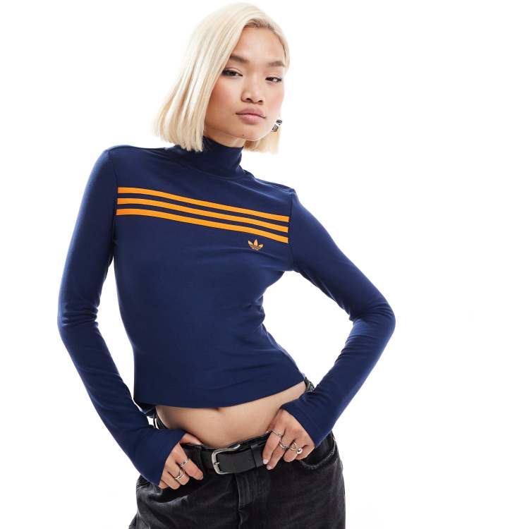 adidas Originals high neck long sleeve jumper in indigo